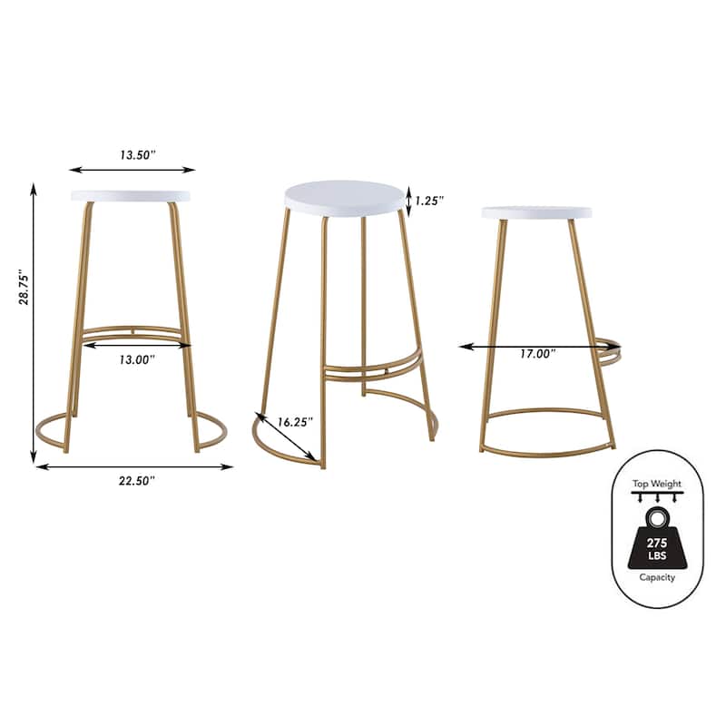 Trinity 28.75" Modern Designer Iron Curved Backless Bar Stool, by JONATHAN Y