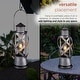 preview thumbnail 6 of 9, Alpine Corporation 15"H Indoor/Outdoor Vintage Metal Lantern with LED Lights, Silver