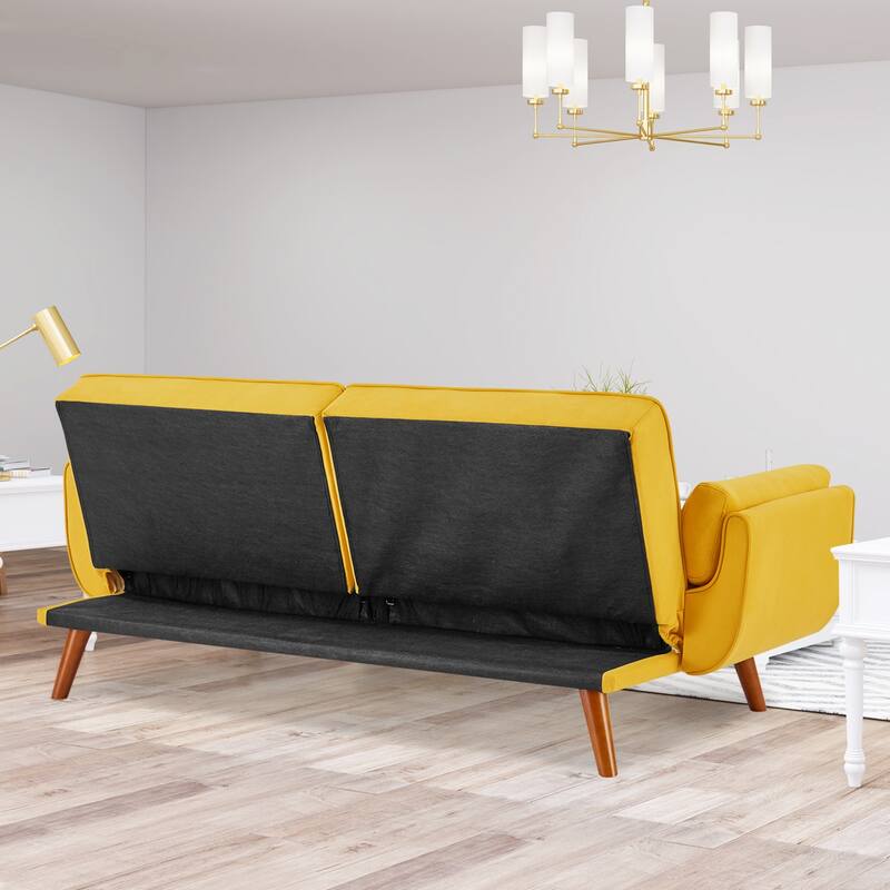 Futon Sofa Bed, Convertible Sleeper Couch with Pillows, Foldable Loveseat Furniture for Living Room
