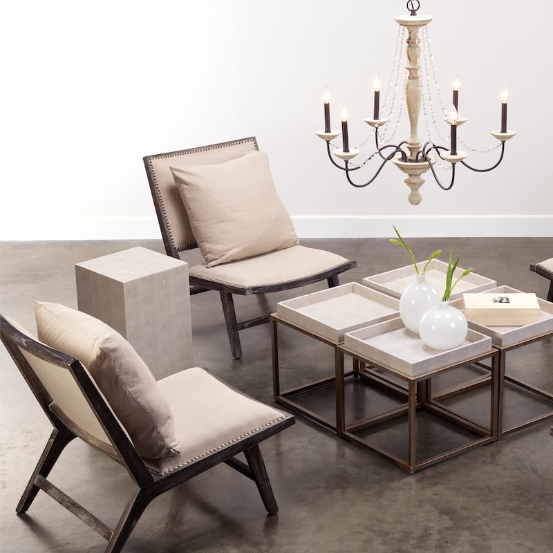 Alden Décor Esme Faux-Shagreen Square Side Table