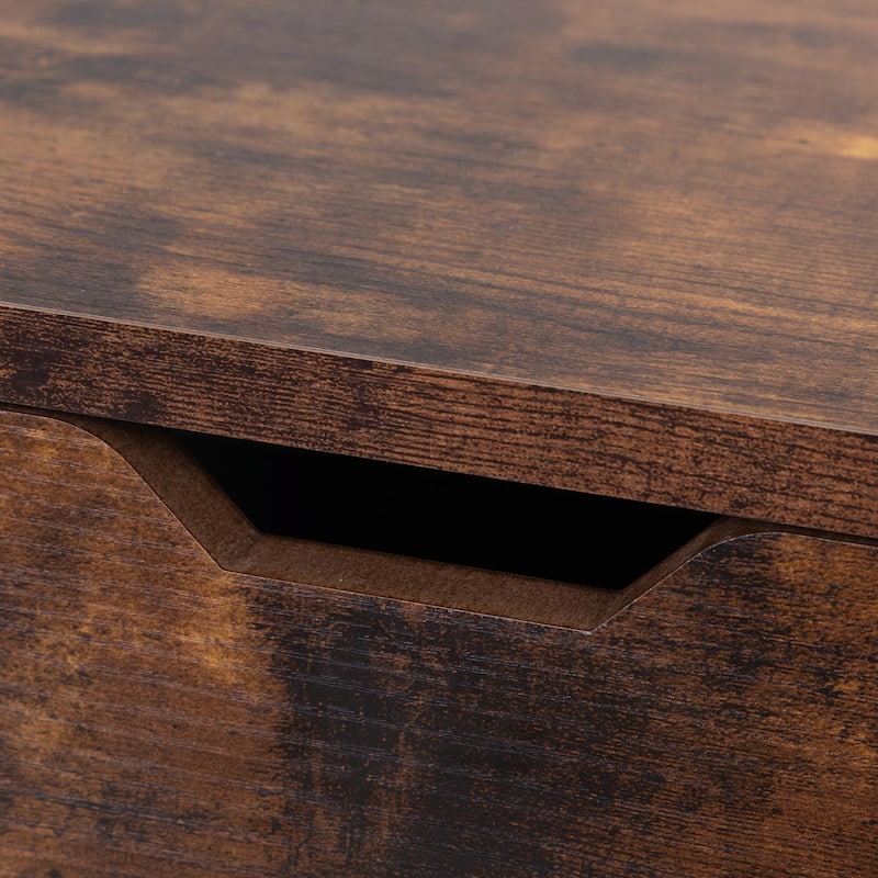 Nightstand with 2 Drawers, Solid Wood Legs, Bedside Table