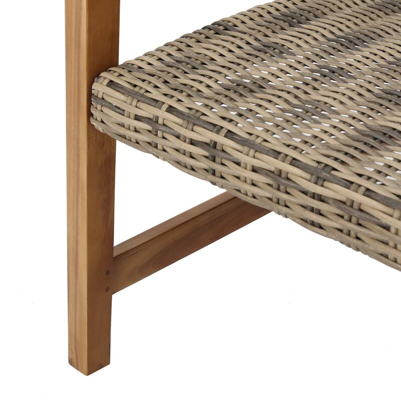 Augusta Outdoor 5 Piece Wood and Wicker Club Chairs and Fire Pit Set by Christopher Knight Home