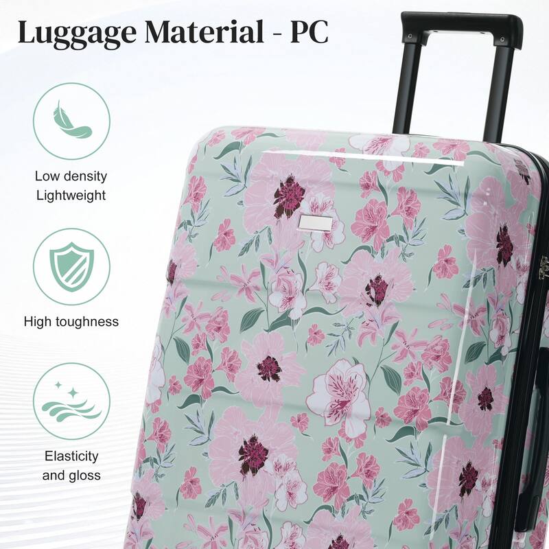 Luggage Sets New Model PC 5pcs, Hardside Lightweight Durable 20IN 24IN 28IN Suitcases with 8" 14" Cases with Lock Spinner Wheels