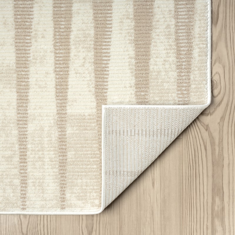 Abani Rugs TER150A Beige Cream Geometric Vertical Lines Neutral Transitional Area Rug