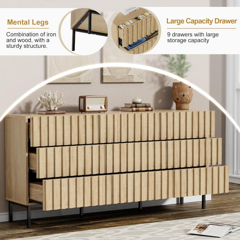 9 Drawers Chest Of Dresser Storage Tower Cabinet Bedroom Organizer