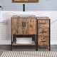 preview thumbnail 46 of 51, 36" Brown Bathroom Vanity Set with Side Cabinet Mid-Century Vanity with Sink & Faucet Ceramic curved sink