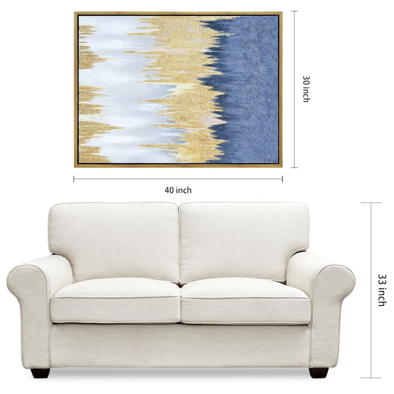 Golden Rain Textured Metallic Hand Painted Framed Wall Art by Martin Edwards