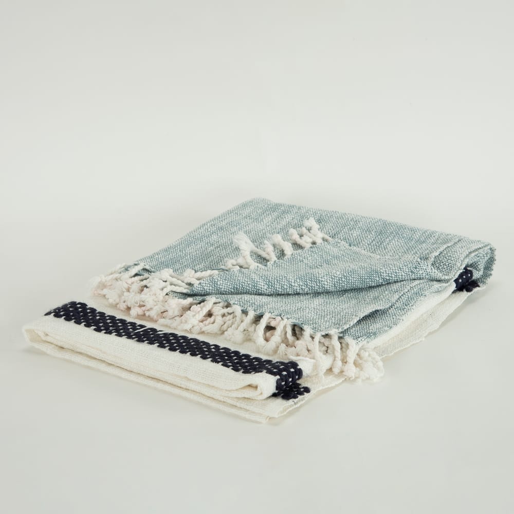 Rizzy Home Color Block with Stripes Woven Throw