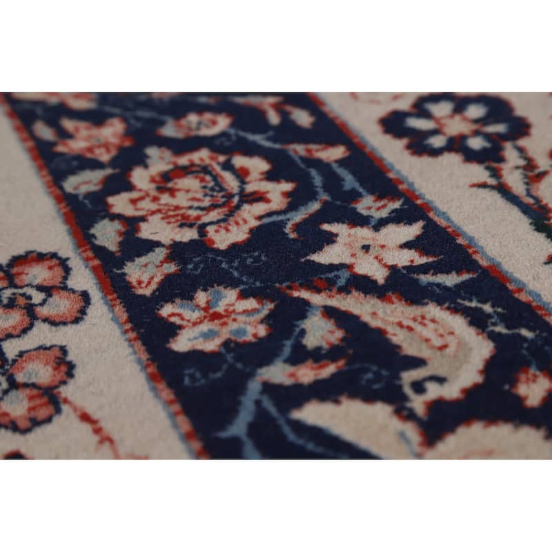 Hand Knotted Oriental 100% Wool Carpet Traditional All-Over Beige & Ivories Isfahan Area Rug - 12' 0'' X 8' 3''