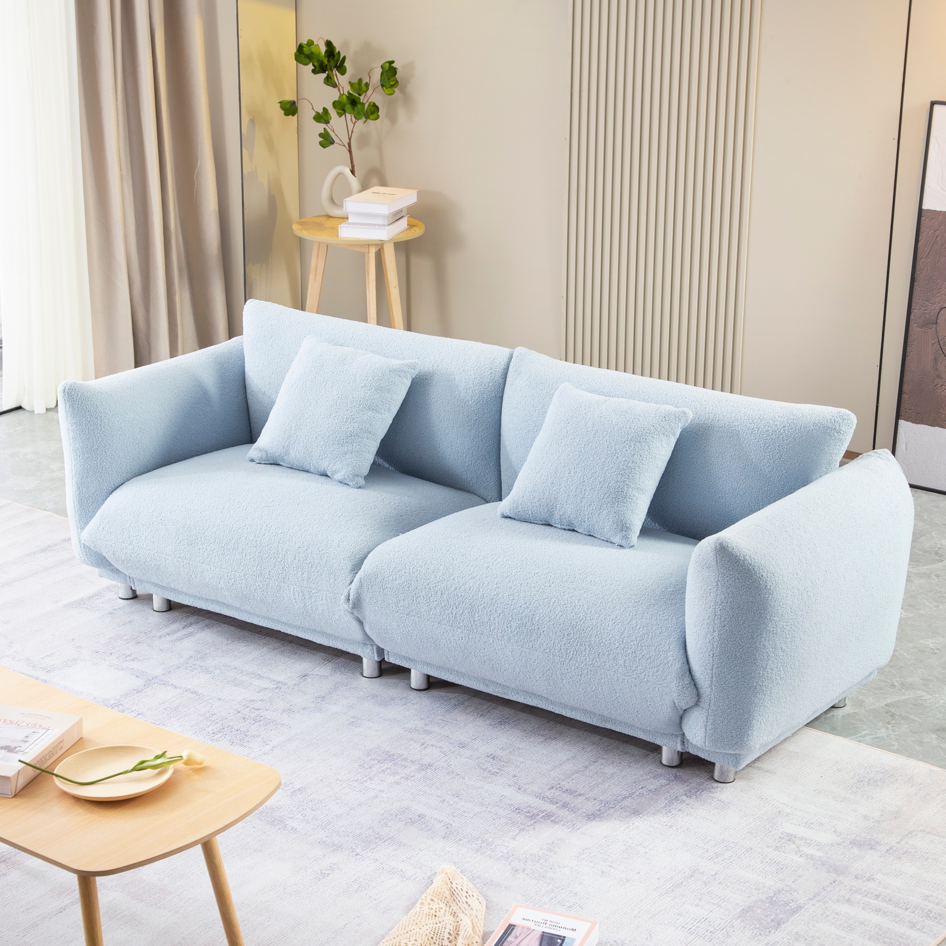 Lovable Bread Like Loveseat Sofa w Anti Skid Pads Pillows Light