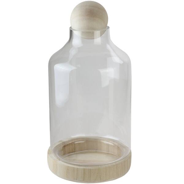 Shop 14 Transparent Glass Hurricane With Decorative Wooden Lid