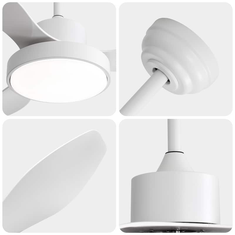 47" Ceiling Fan with LED Light and Remote Control 6 Speeds - White