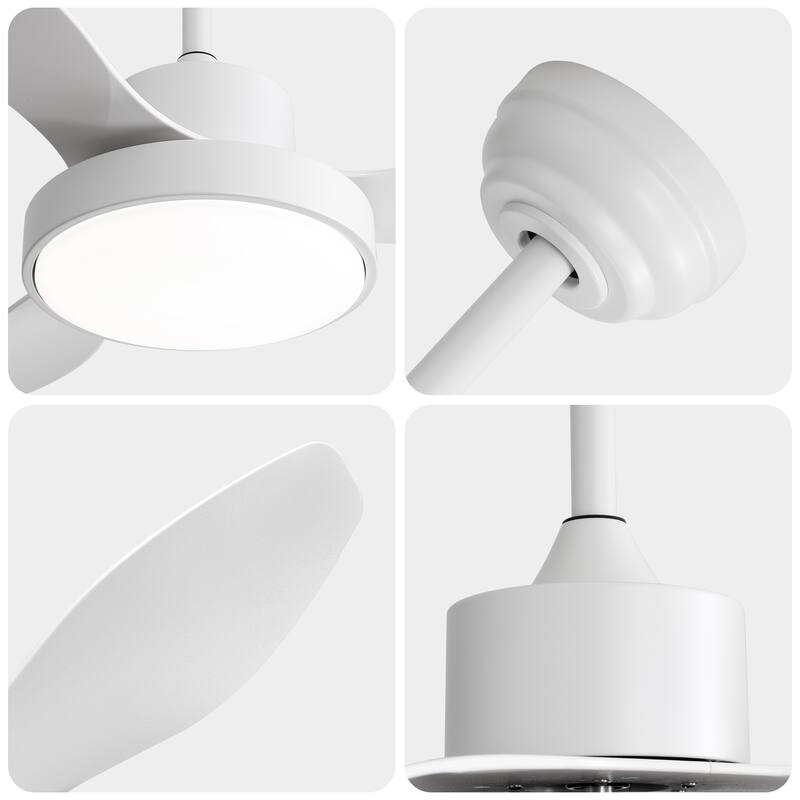Quiet Reversible DC Motor Wood Ceiling Fan with 3 Dimmable Light Colors & 6 Wind Speeds, Timer Function