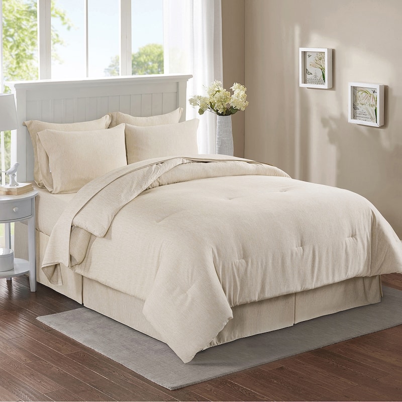 Cationic 8 Piece Comforter Set Ultra Soft - Khaki - Twin