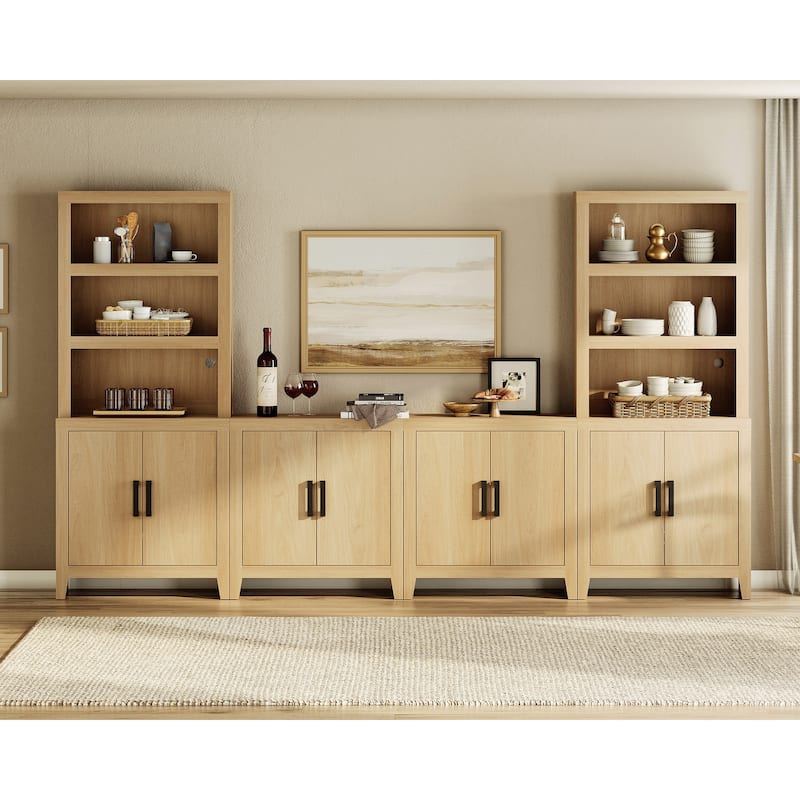 WAMPAT Entertainment Center with Bookshelves, Farmhouse TV Stand for Living Room, Bedroom - n/a