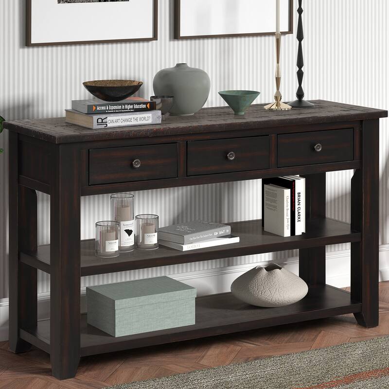 Modern Console Table Entryway Sofa Side Table - Black