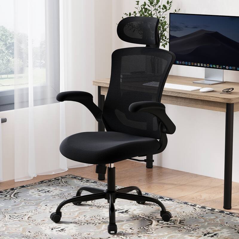 Ergonomic Office Chair with Lumbar Support & Headrest, Swivel, BIFMA Certified, Black