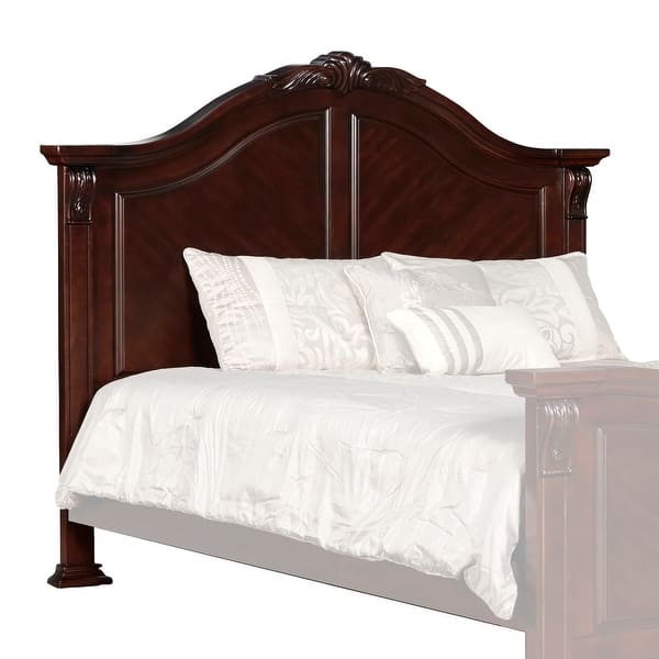 Wooden Eastern King Panel Headboard With Camelback Design And Carving Brown Overstock 31575575