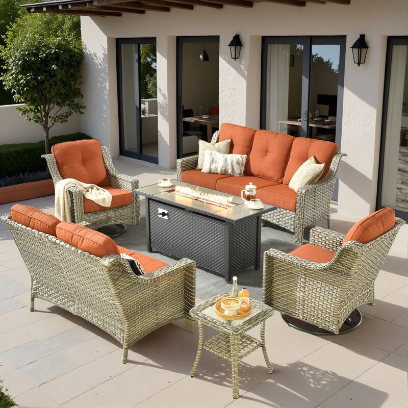 XIZZI 6-piece Patio Furniture Conversation Seating Set with Fire Pit