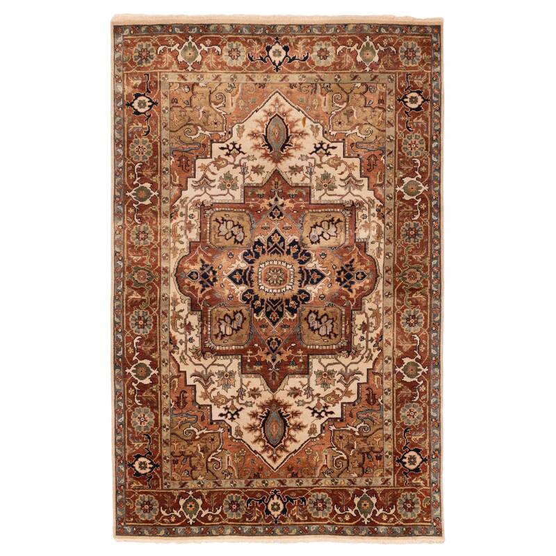 ECARPETGALLERY Hand-knotted Jules Sultane Ivory Wool Rug - 5'8 x 8'9