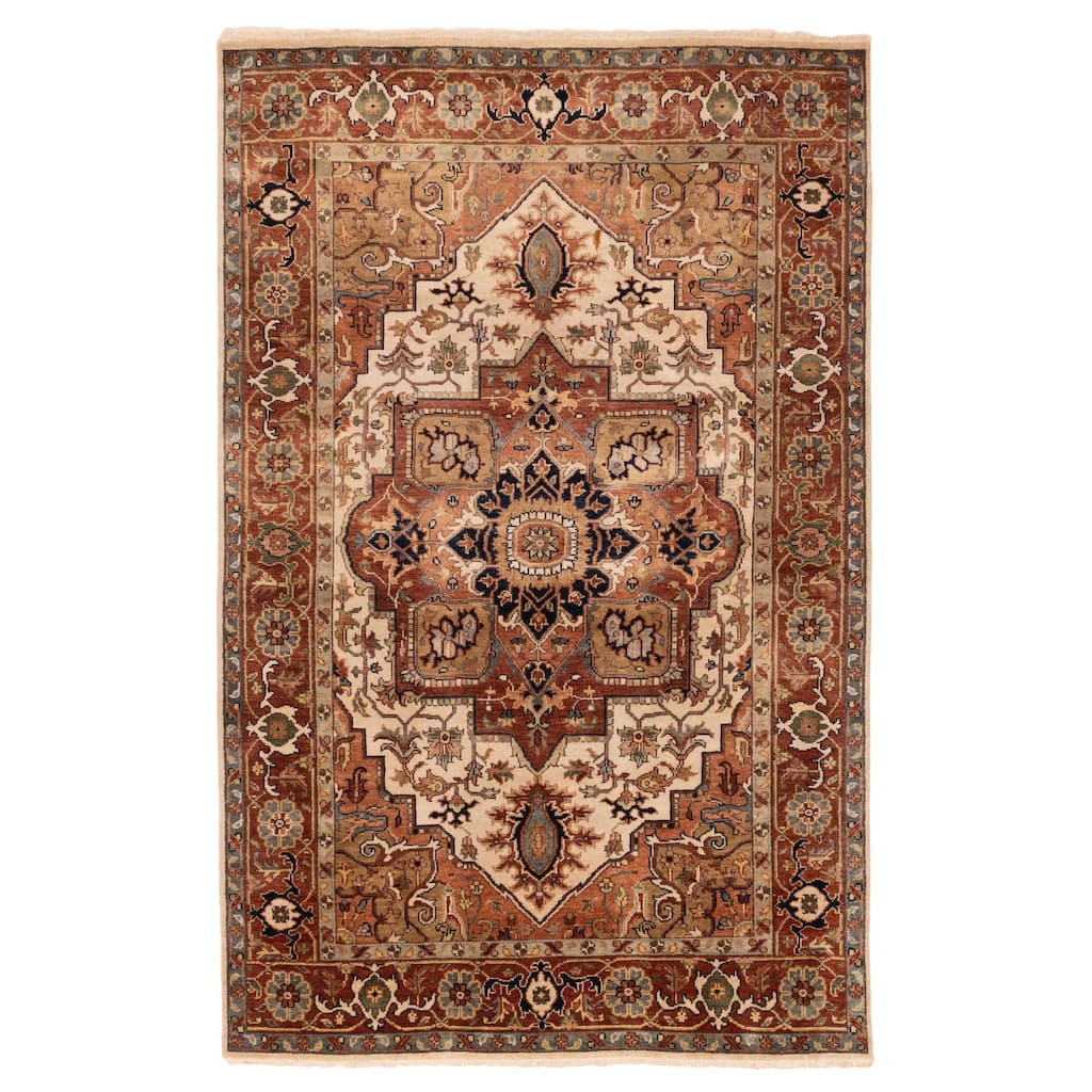 ECARPETGALLERY Hand-knotted Jules Sultane Ivory Wool Rug - 5'8 x 8'9