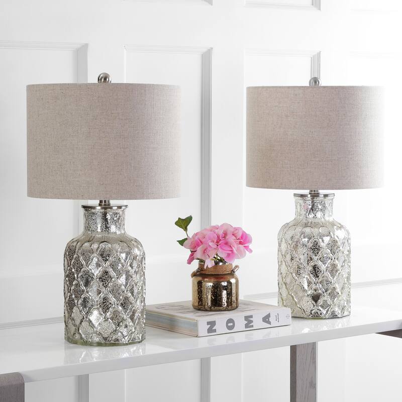 Artichoke 24.5" LED Glass Table Lamp, Mercury Silver (Set of 2) by JONATHAN Y