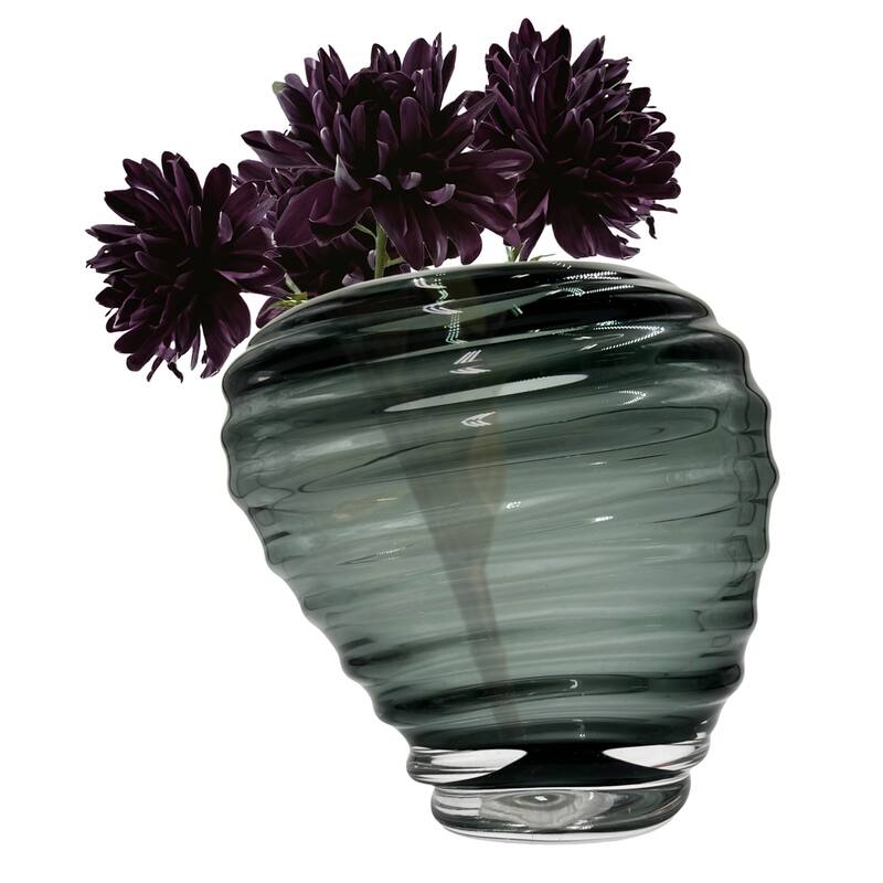9" High Premium Contemporary Glass Vase in Grayish Blue