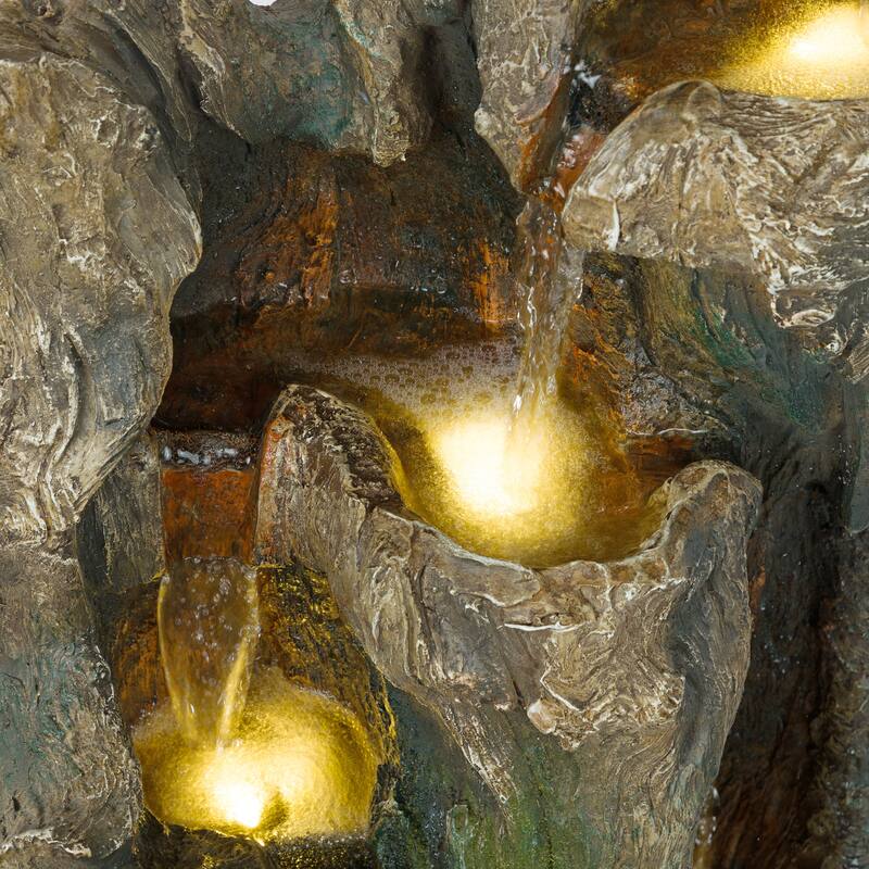 Tree Trunk Fountain with Lights