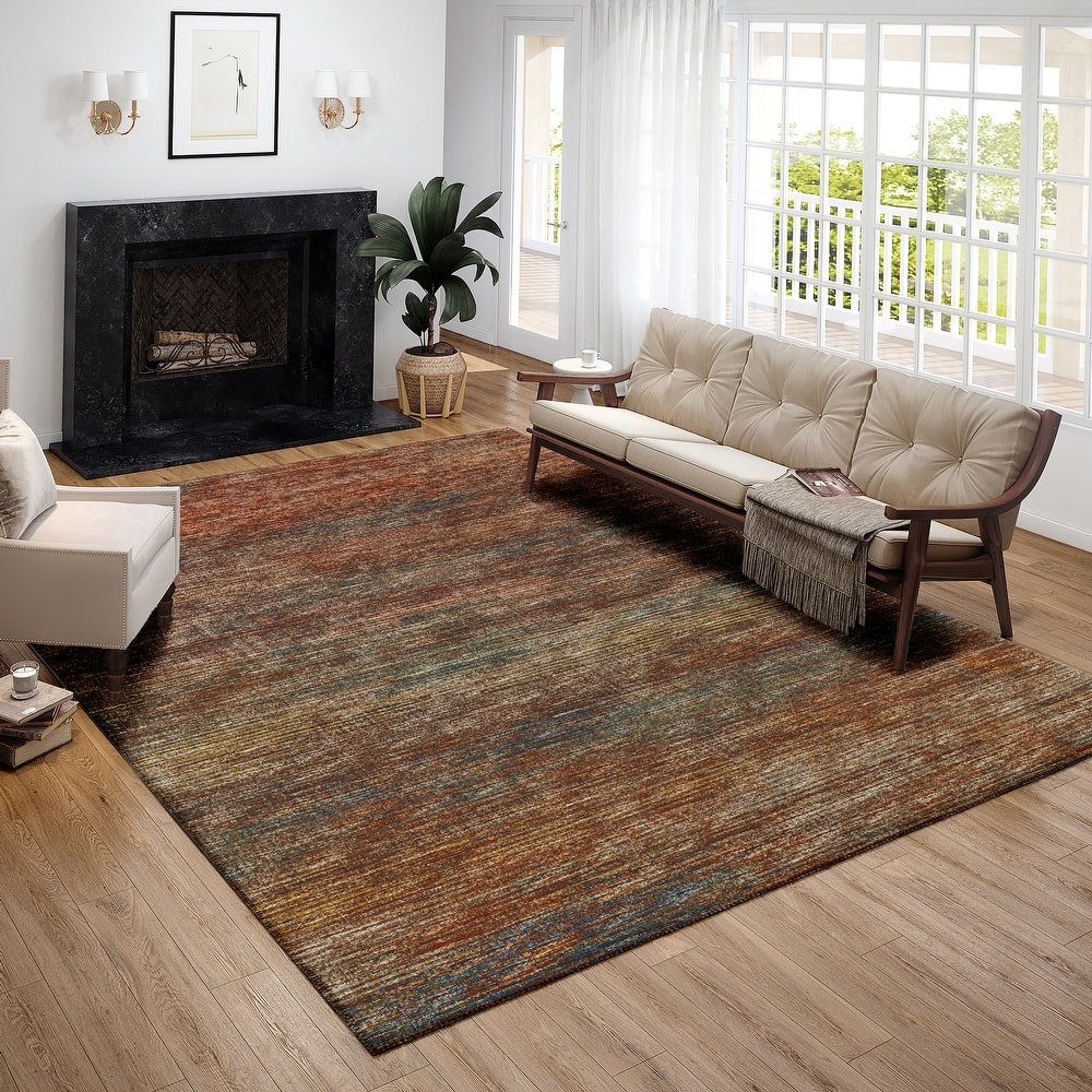 Indoor/ Outdoor Marston Dynamic Transitional Striped Washable Area Rug
