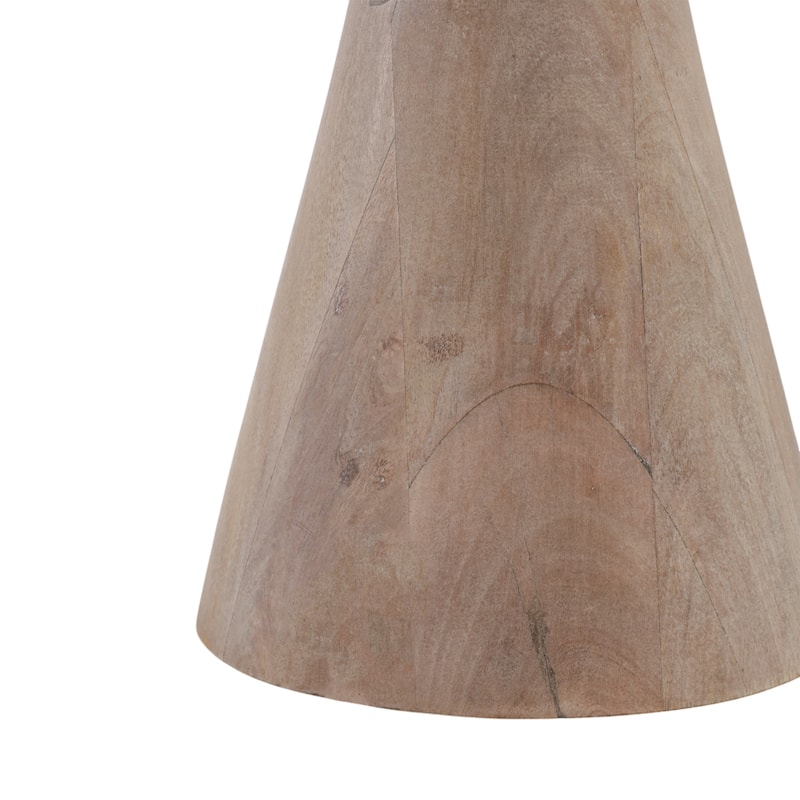 Wood Side Table Decorative Round Top Cone Base Modern Accent - 26" Tan - 11" x 11" x 26"