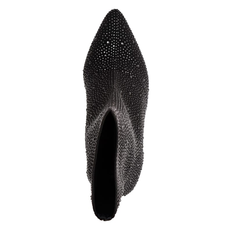 MIA Magdalena Rhinestone Stretch-Knit Sock Bootie - Black - 8