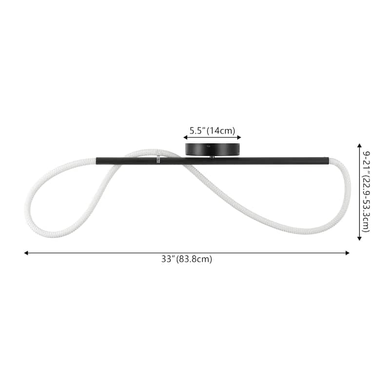 Lisette Contemporary Minimalist 360 Adjustable Silicone Neon Rope Dimmable Linear Integrated LED Flush Mount, by JONATHAN Y