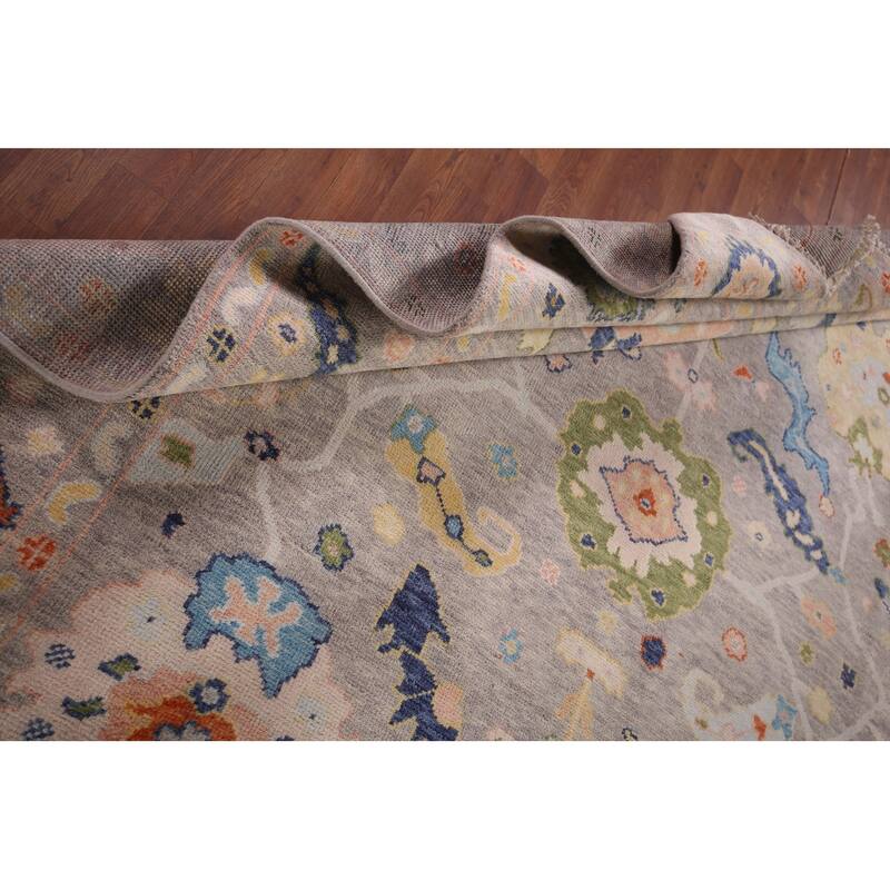 All-Over Floral Oushak Oriental Area Rug Hand-Knotted Wool Carpet - 7'11"x 9'10"