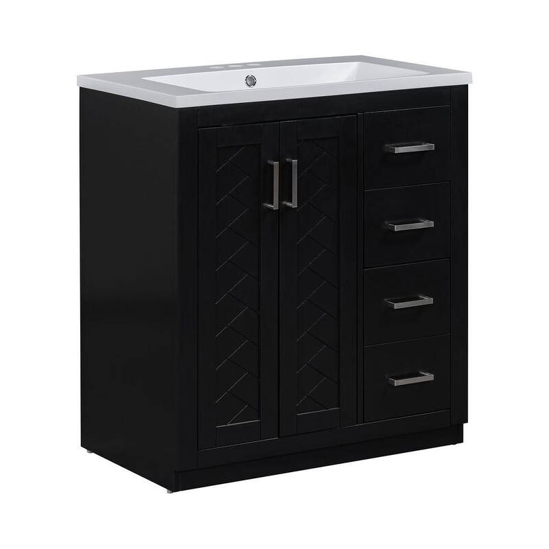 30'' Modern Freestanding Bathroom Vanity with Top Sink , Solid Wood Frame
