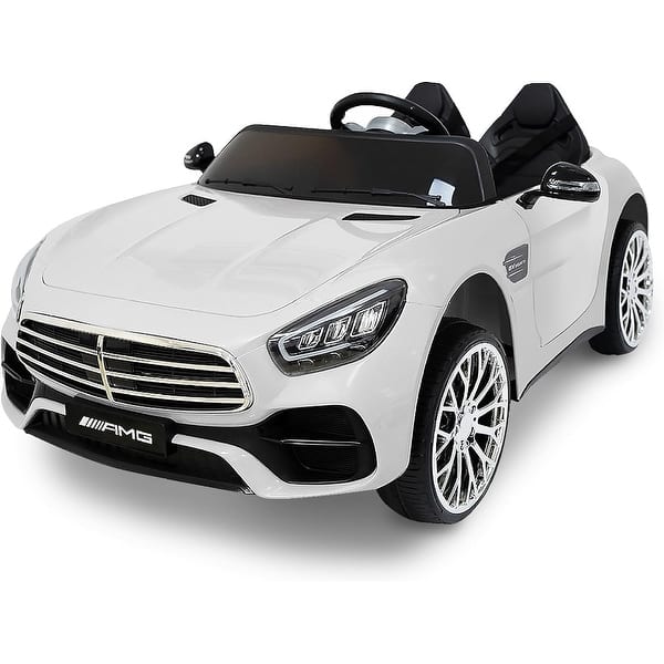 slide 2 of 4, 12V Battery-Powered Kids Electric Vehicle with Two Seats, 4-Wheel Drive, and Bluetooth Music, Ride On Car for Toddlers White