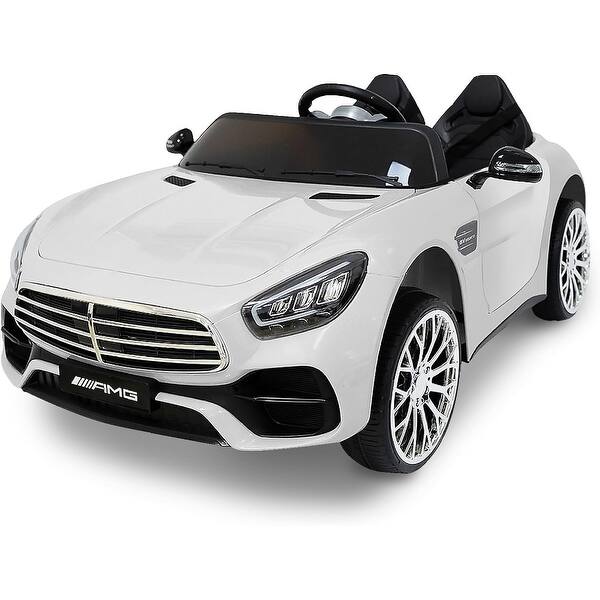 slide 2 of 4, Battery-Powered 2-Seater Kids Ride-On Car with Bluetooth, Remote Control White