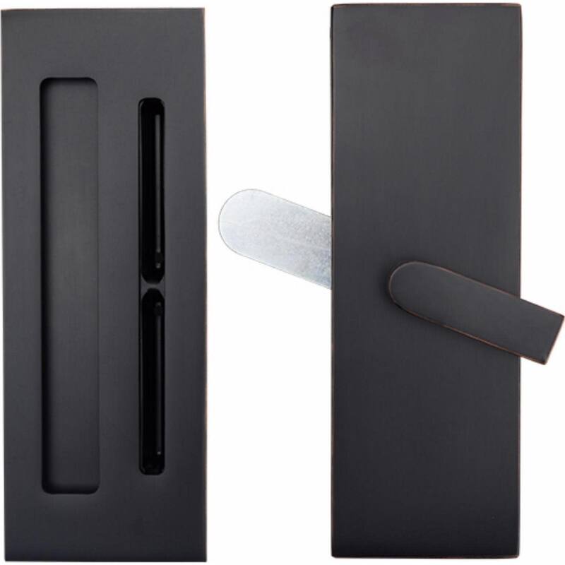 Emtek 222203 Modern Rectangular Barn Door Privacy Lock and Flush Pull