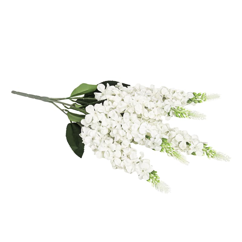 Set of 2 White Artificial Larkspur Flower Stem Bush Bouquet 23in - 23" L x 8" W x 8" DP