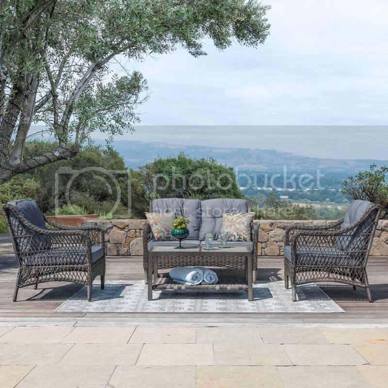 Corvus Vasconia Outdoor 4-piece Brown Wicker Sofa Set