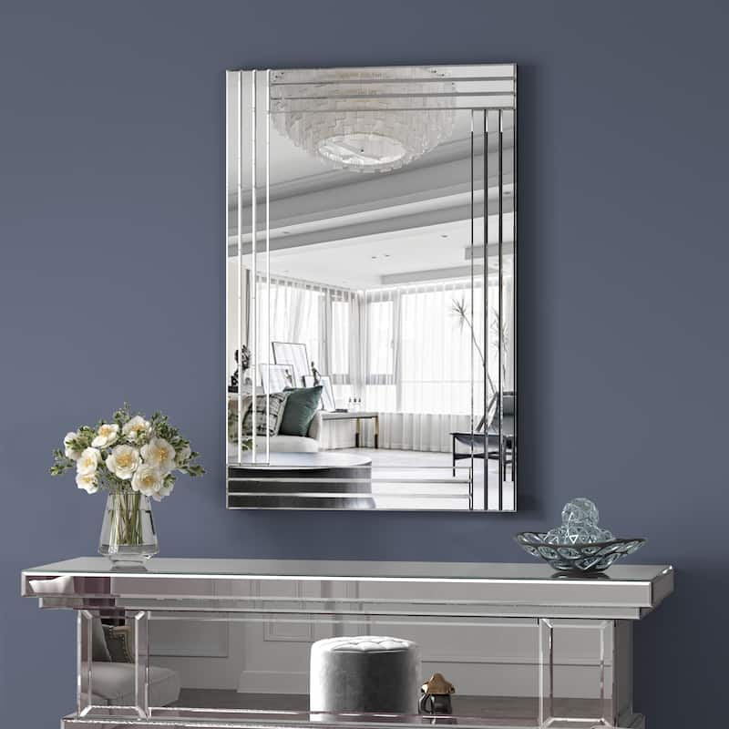 KOHROS Modern Sliver Rectangle Decorative Wall Mirror - 23.6 in. x 35.4 in. - 23.6 in. x 35.4 in. - Silver