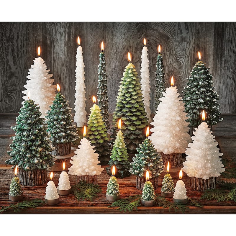 Spruce Sm Rustic Tree Candle Jar 5.5in x 3.75in White Paraffin Wax 18hr Burn Time Perfect for Christmas Decor