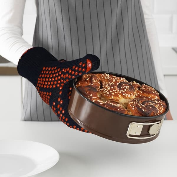 Lavish Home Quilted Cotton Black Heat/Flame Resistant Oven Mitt