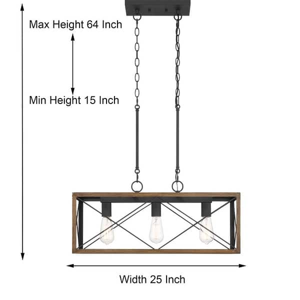 dimension image slide 3 of 6, Acroma 3 - Light Linear Modern Farmhouse Rectangle Chandelier - N/A