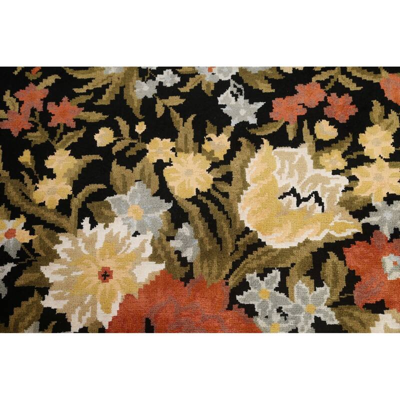 Vegetable Dye Wool/ Silk Aubusson Area Rug Hand-knotted Office Carpet - 5'9" x 8'2"