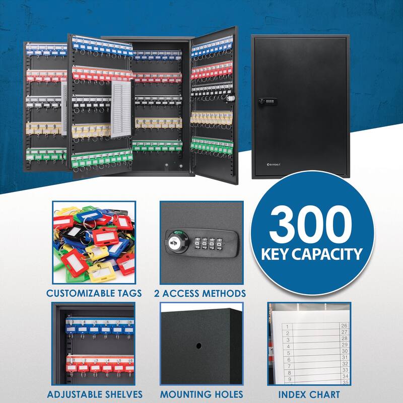 300 Adjustable Key Cabinet With Combination Lock