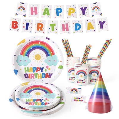 Party Supplies, Paper Plates and Napkins Set, Party Tableware Set Serve 25