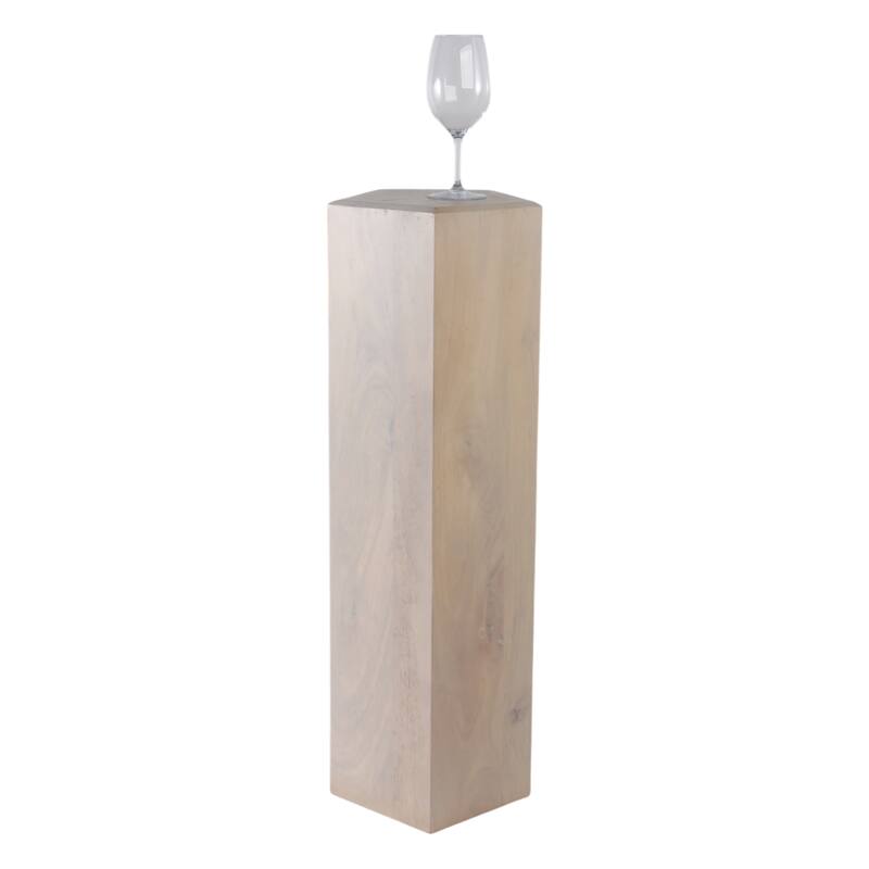 Natural Wood Side Table Elegant Geometric Design Narrow End Accent