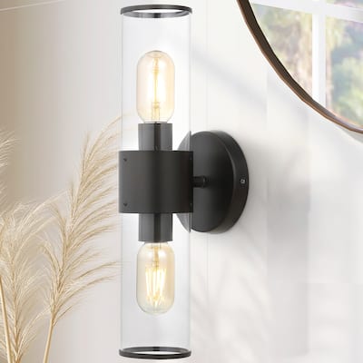 Cillian 15.5" 2-Light Mid-Century Modern Iron/Acrylic LED Sconce, by JONATHAN Y