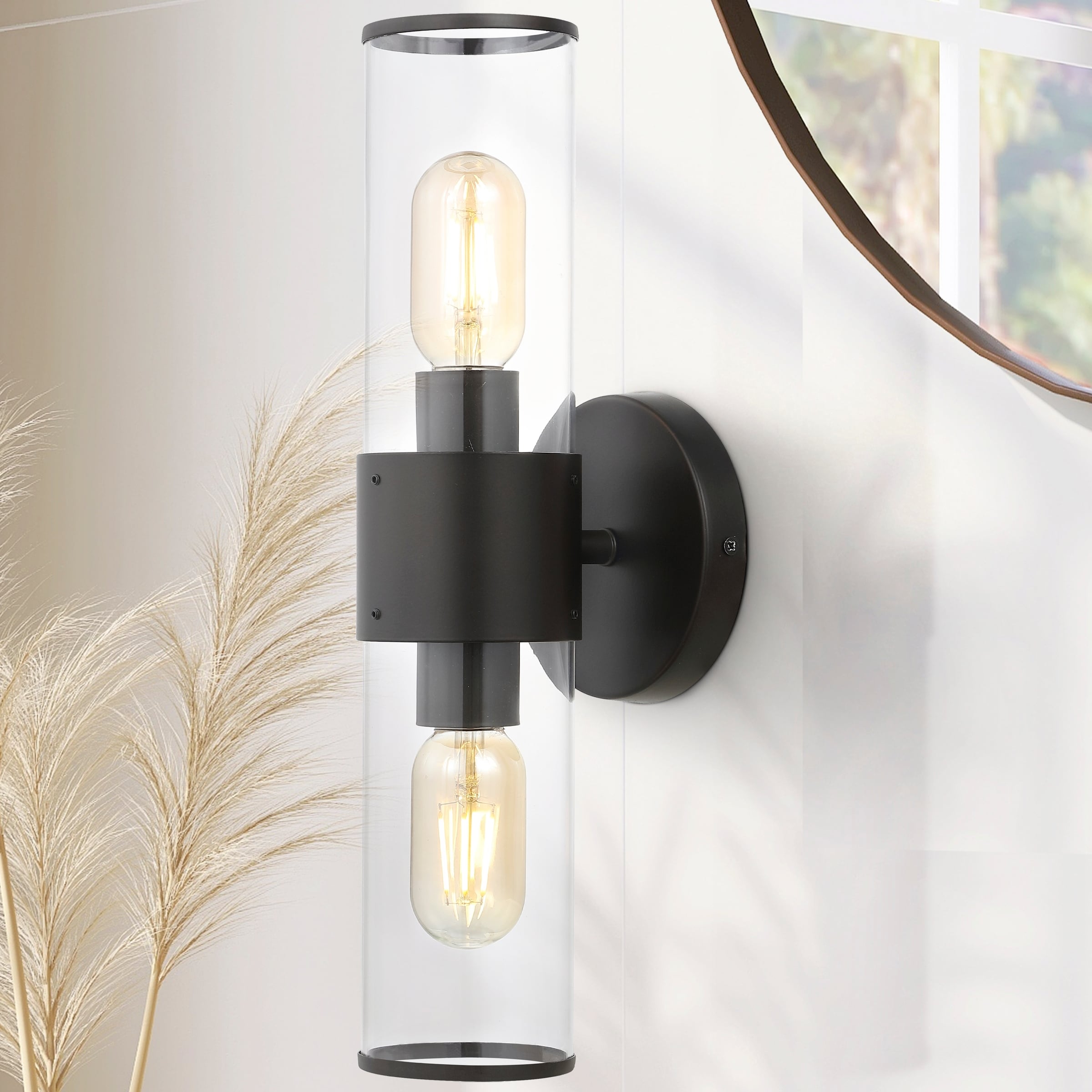 JONATHAN Y Cillian 15.5" 2-Light Mid-Century Modern Iron/Acrylic LED Sconce