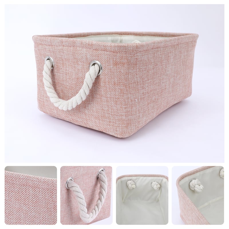 3 Pcs Storage Cube, Fabric Storage Bin with Handles for Closet, Storage Basket for Organizing Clothes Books - Pink - 12*8*6in